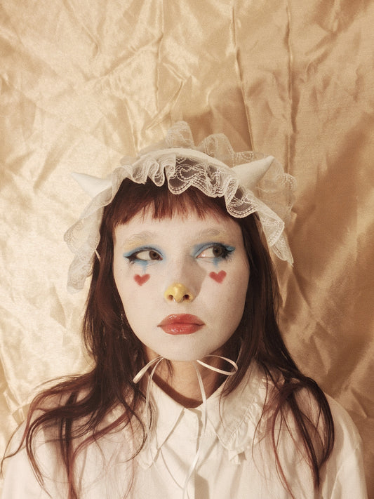 Headdress WHITE LACE DEVIL