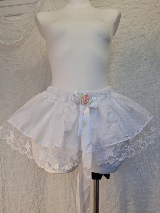 Bloomerso-spódniczka white//big rose S-L