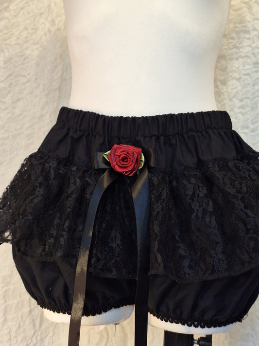 Bloomerso-spódniczka black//big rose M/L
