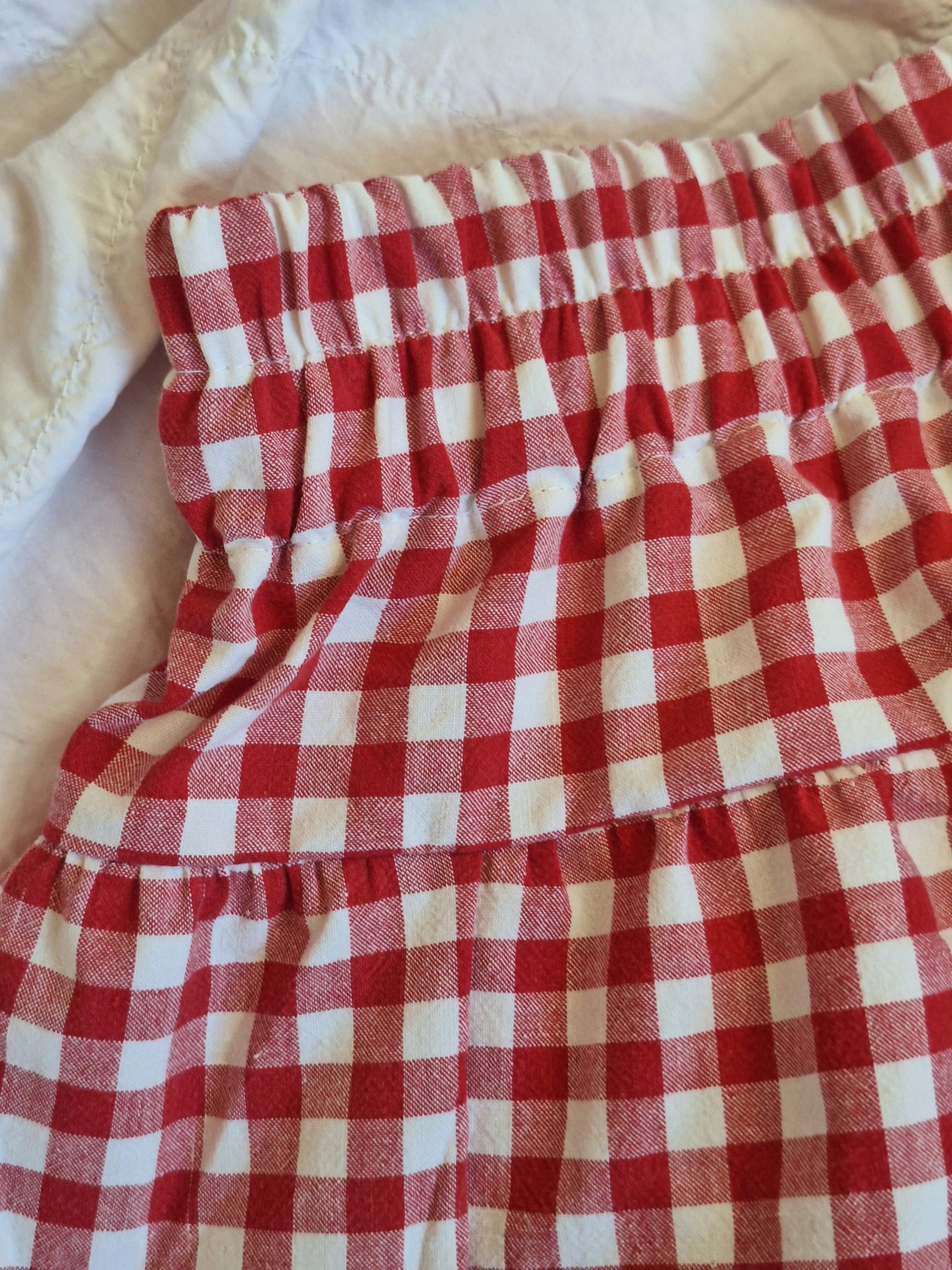 Red checkered skirt
