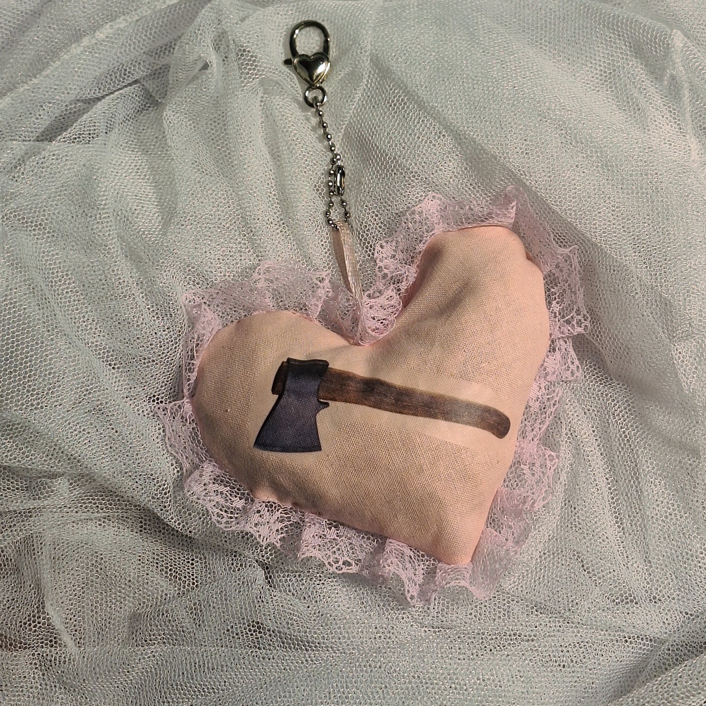Plush heart keychain