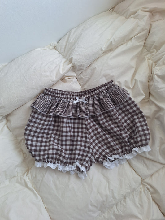 Bloomersy w kratkę brązowe S/M