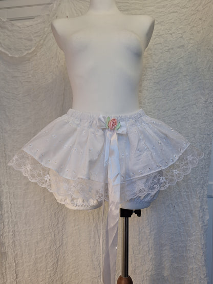 Bloomerso-spódniczka white//big rose S-L