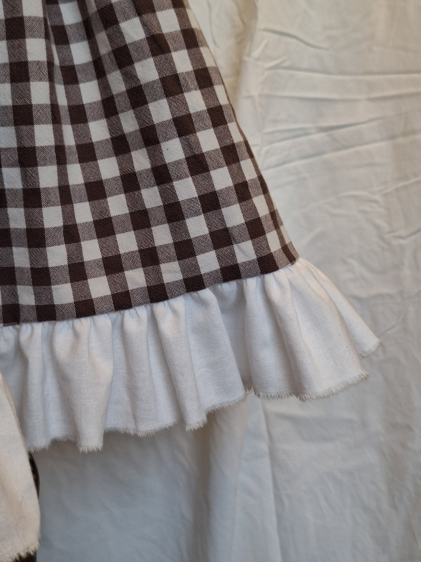 Sukienka milkmaid brązowa kratka S/M