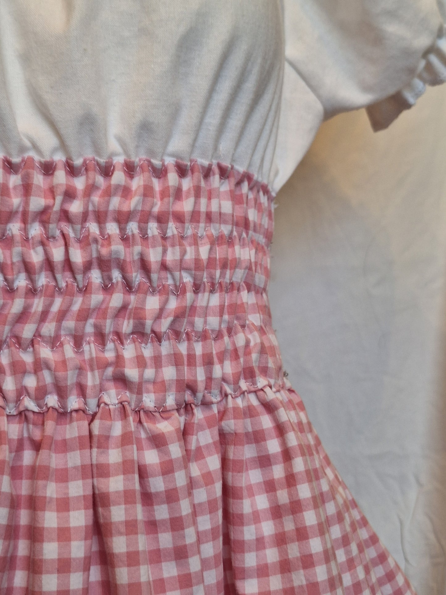 Sukienka milkmaid różowa kratka XS/S