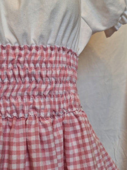 Sukienka milkmaid różowa kratka XS/S