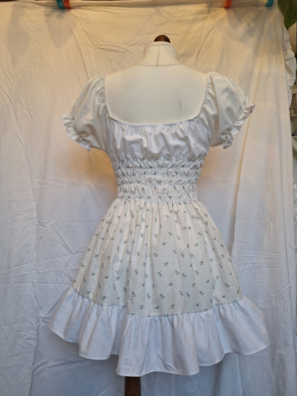 Sukienka milkmaid różowe kwiatki XS/S