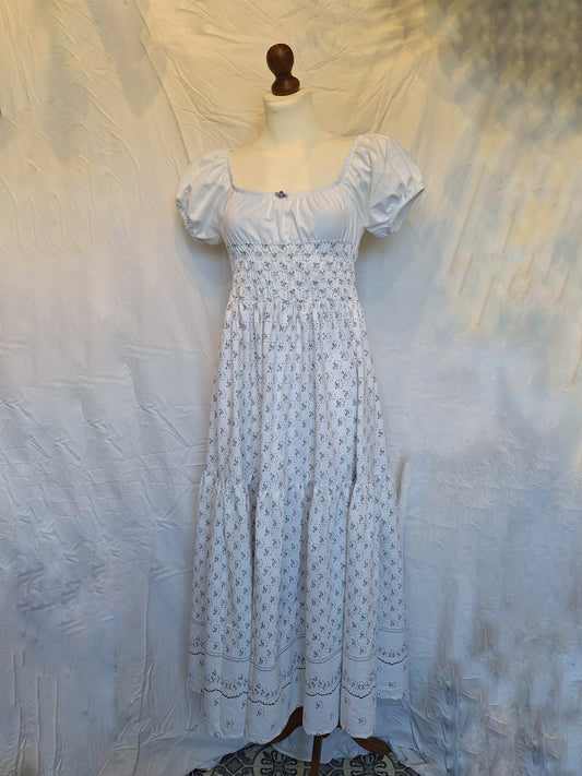 Sukienka milkmaid fioletowe kwiatki S/M