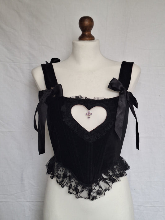 Gorset welurowy z wycięciem