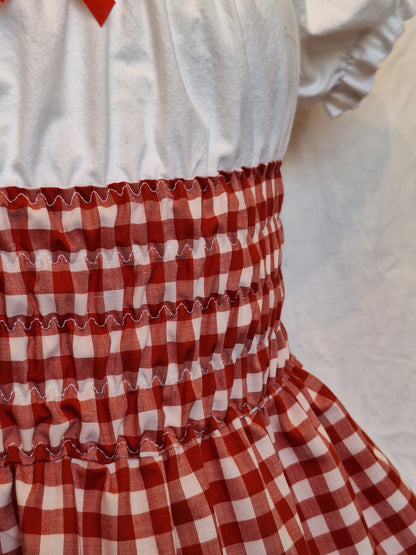 Sukienka milkmaid czerwona kratka XS/S