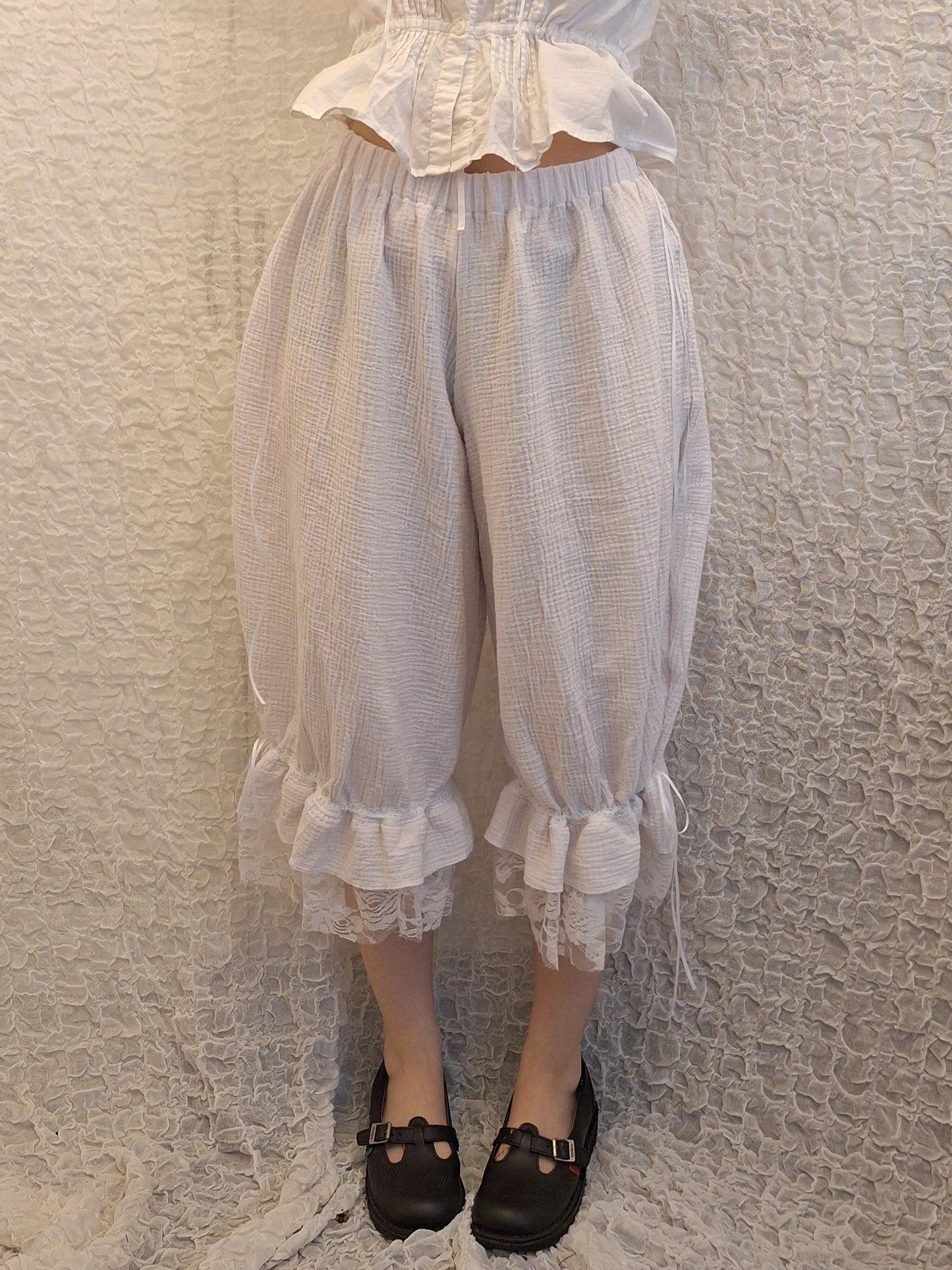 Szerokie spodnie PETAL WHITE