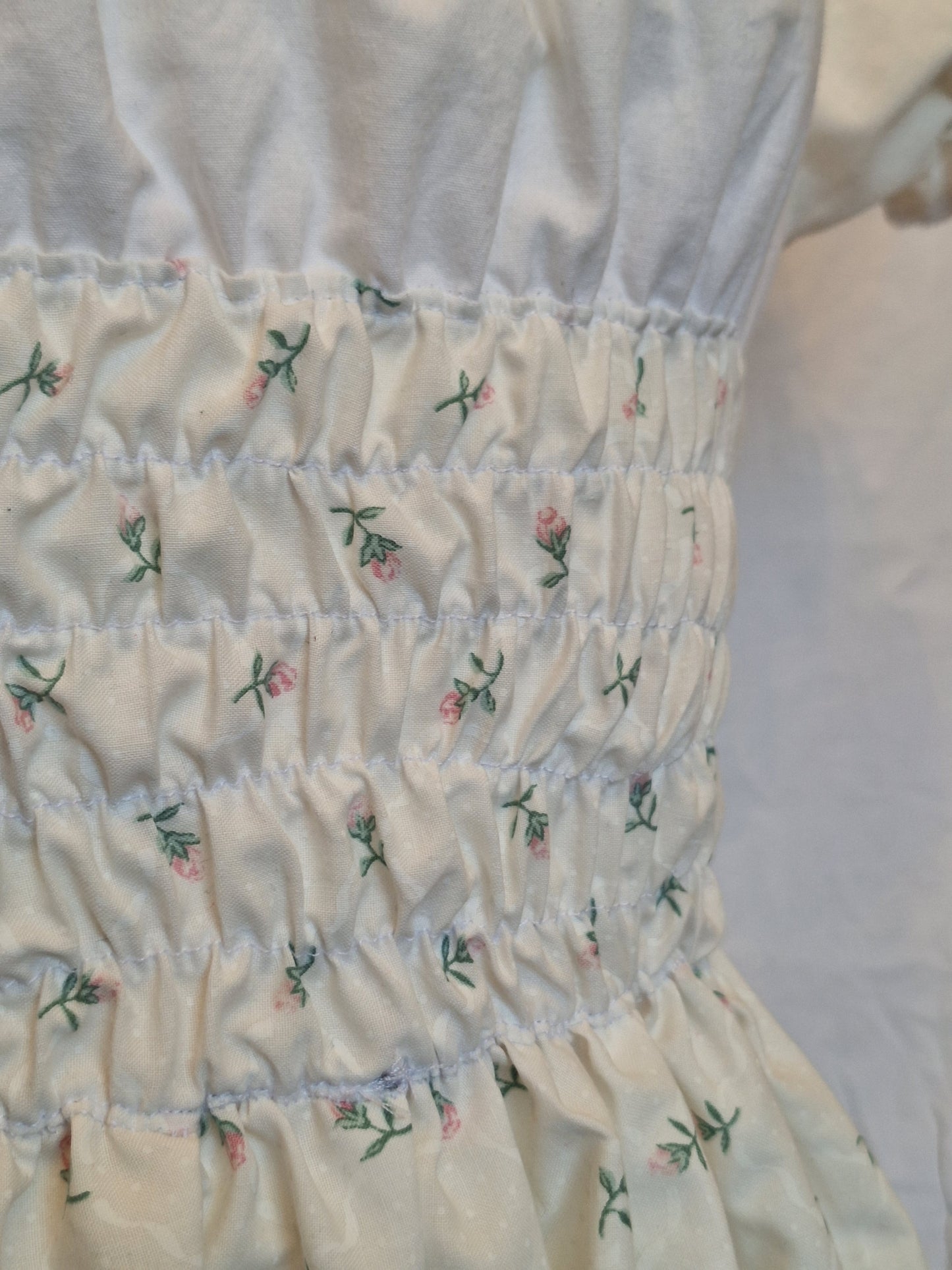 Sukienka milkmaid różowe kwiatki XS/S