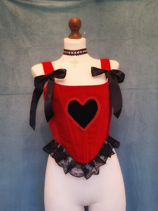 Gorset czerwony welurowy heart