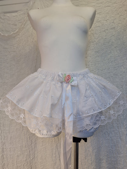 Bloomerso-spódniczka white//big rose S-L