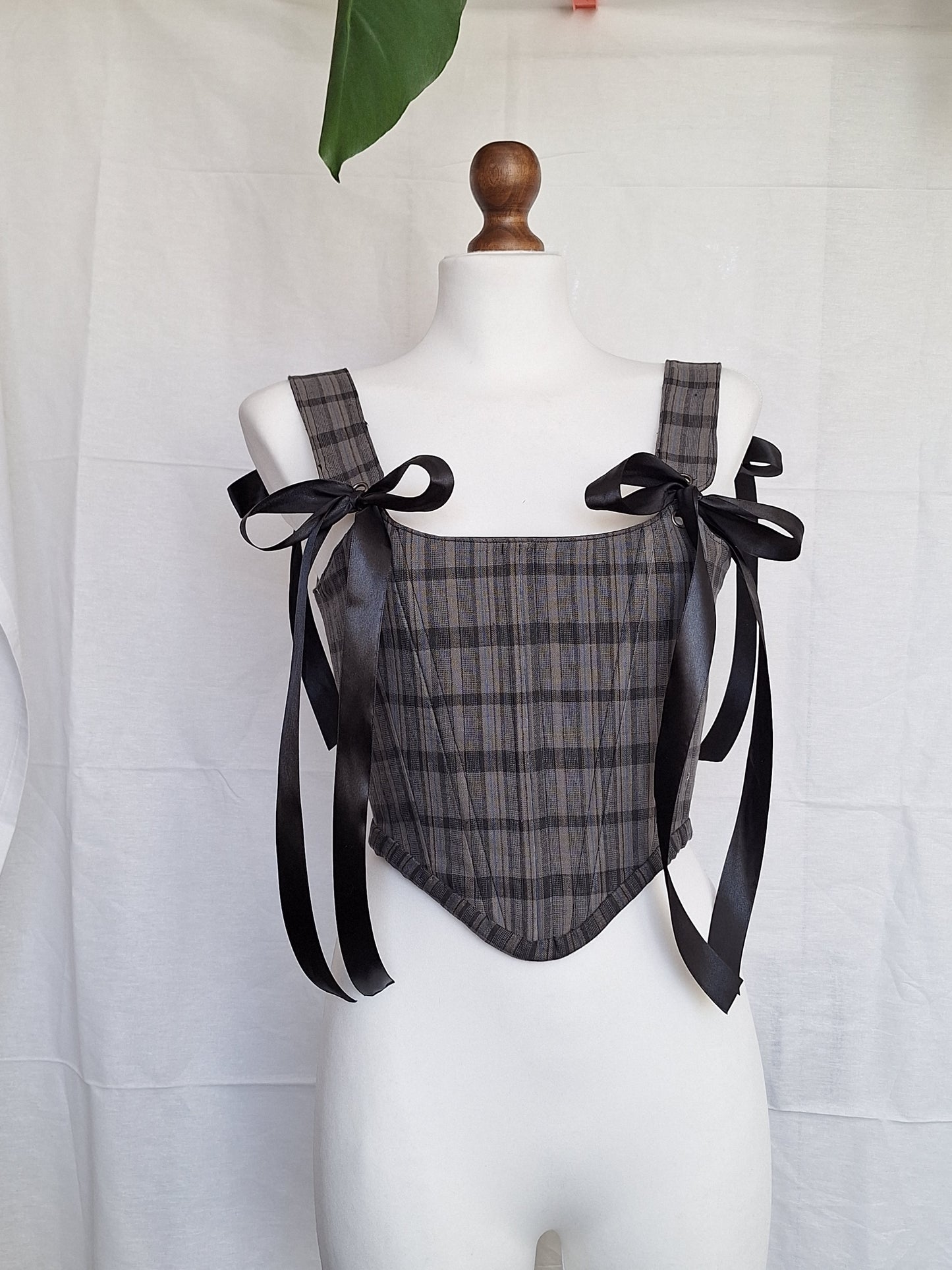 Gorset szary w kratę