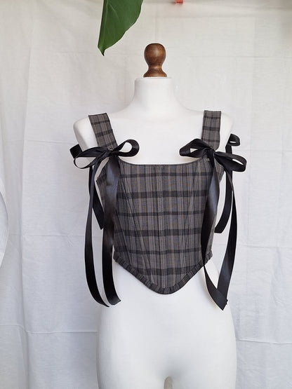 Gorset szary w kratę