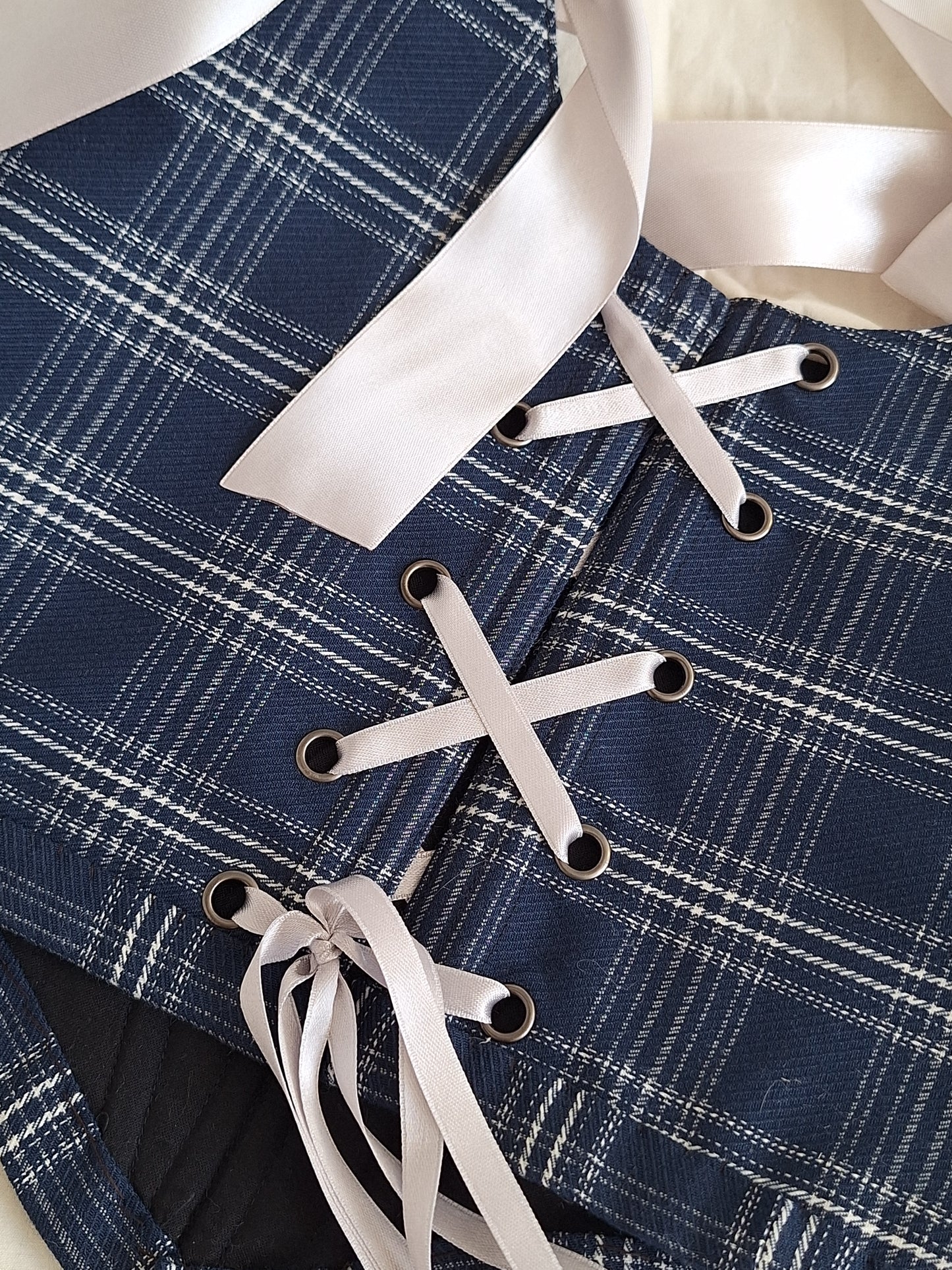 Gorset granatowy w kratę