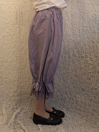 Szerokie spodnie z falbanami LAVENDER