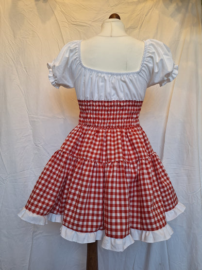 Sukienka milkmaid czerwona kratka XS/S