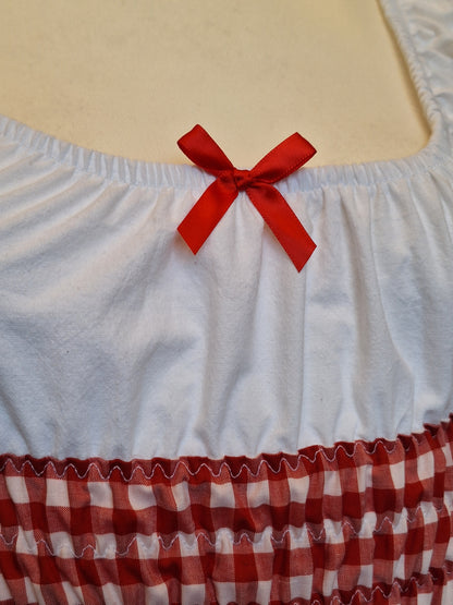 Sukienka milkmaid czerwona kratka XS/S