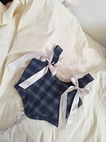 Gorset granatowy w kratę