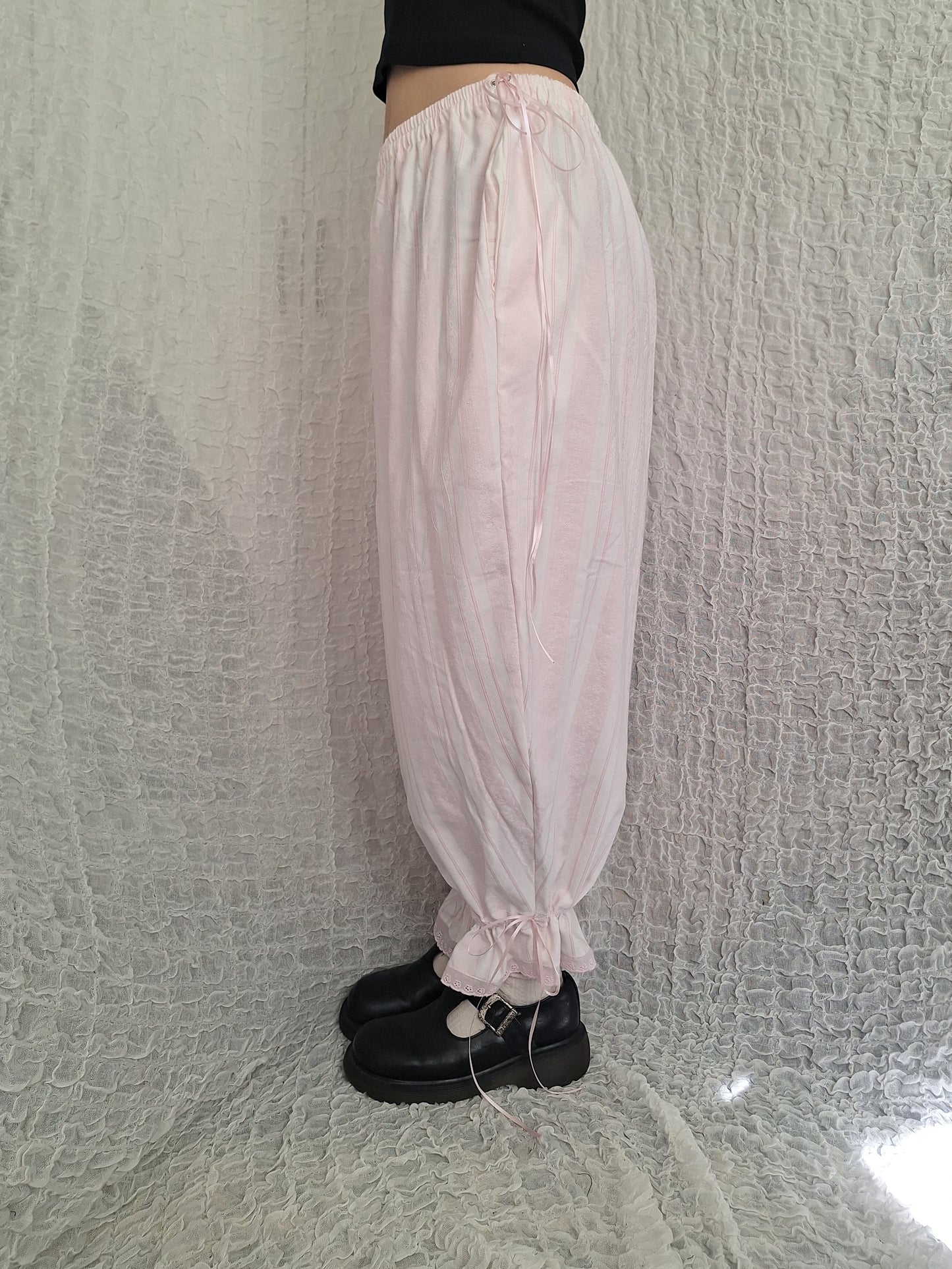 Szerokie spodnie pastel pink/white