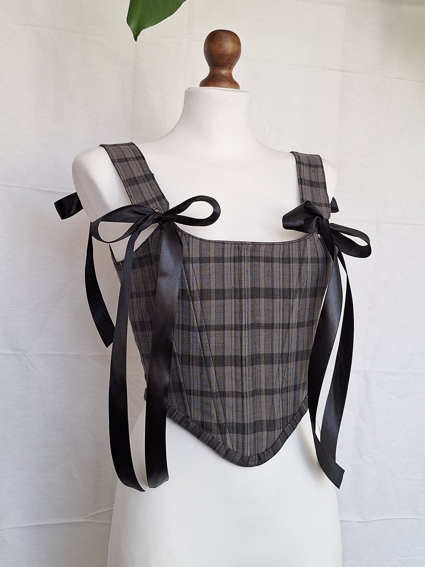 Gorset szary w kratę