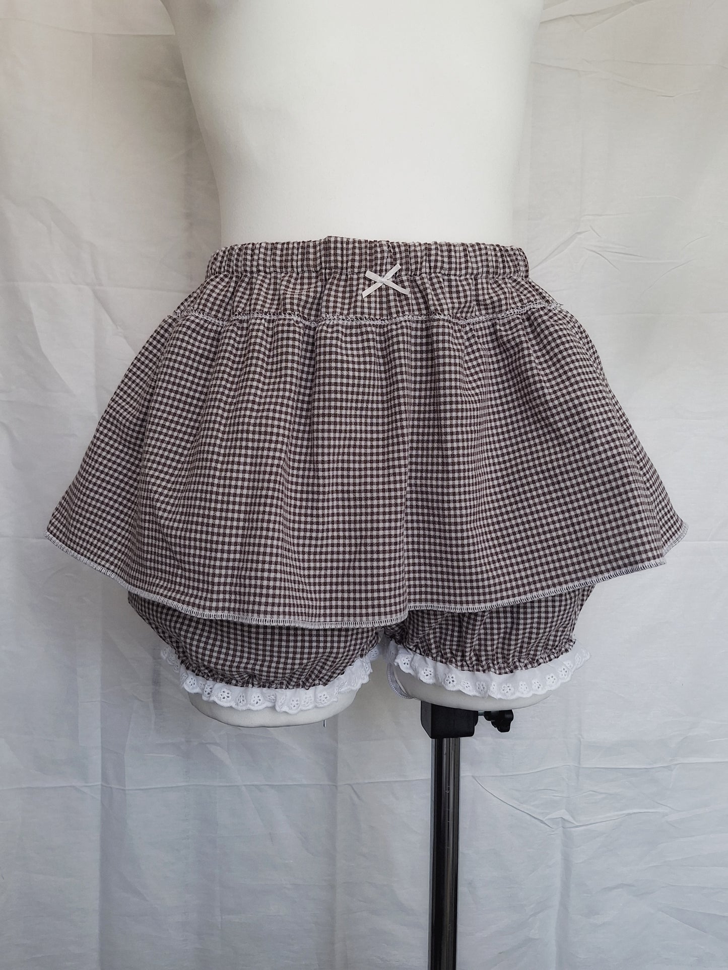 Bloomerso-spódniczka w kratkę brązowa S/M