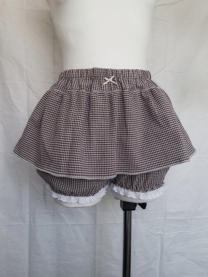 Bloomerso-spódniczka w kratkę brązowa S/M