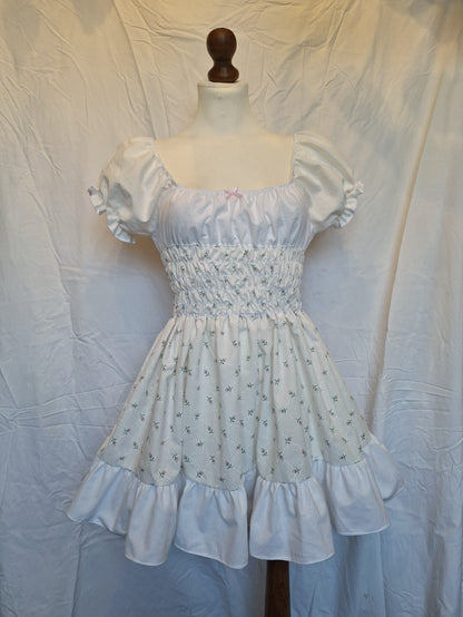 Sukienka milkmaid różowe kwiatki XS/S