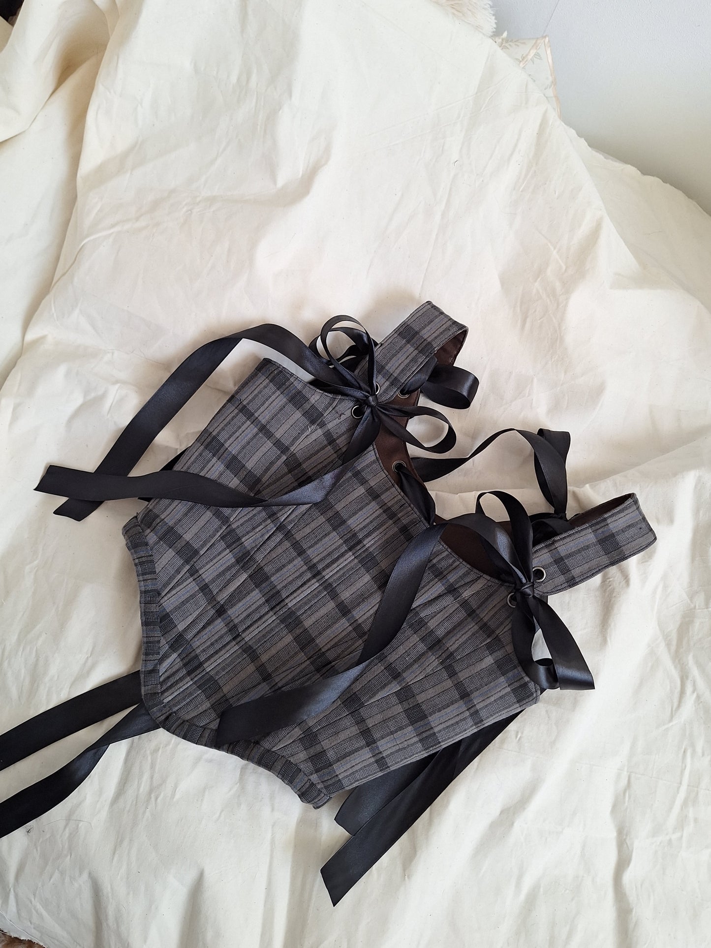 Gorset szary w kratę