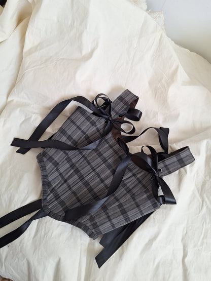 Gorset szary w kratę