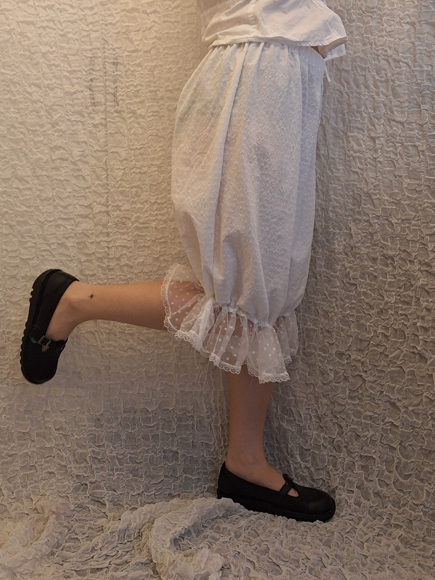 Szerokie spodnie z koronką ALL WHITE