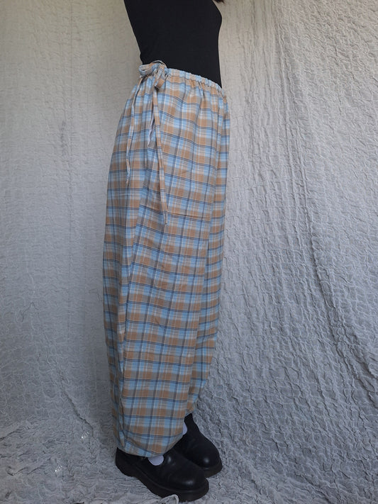 Szerokie spodnie w kratę blue/beige