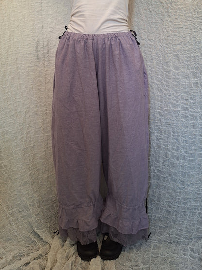Szerokie spodnie z falbanami lavender
