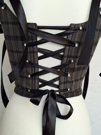 Gorset szary w kratę