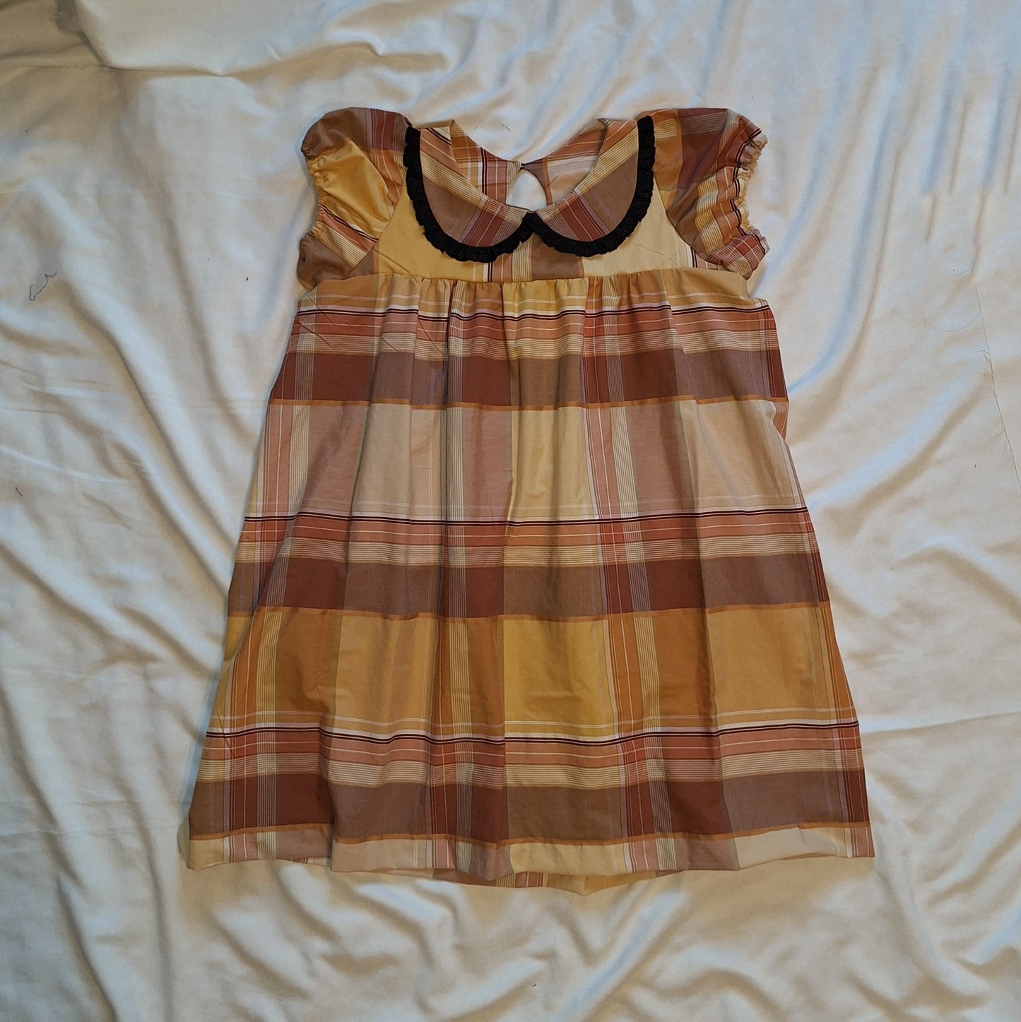 Sukienka babydoll żółta krata