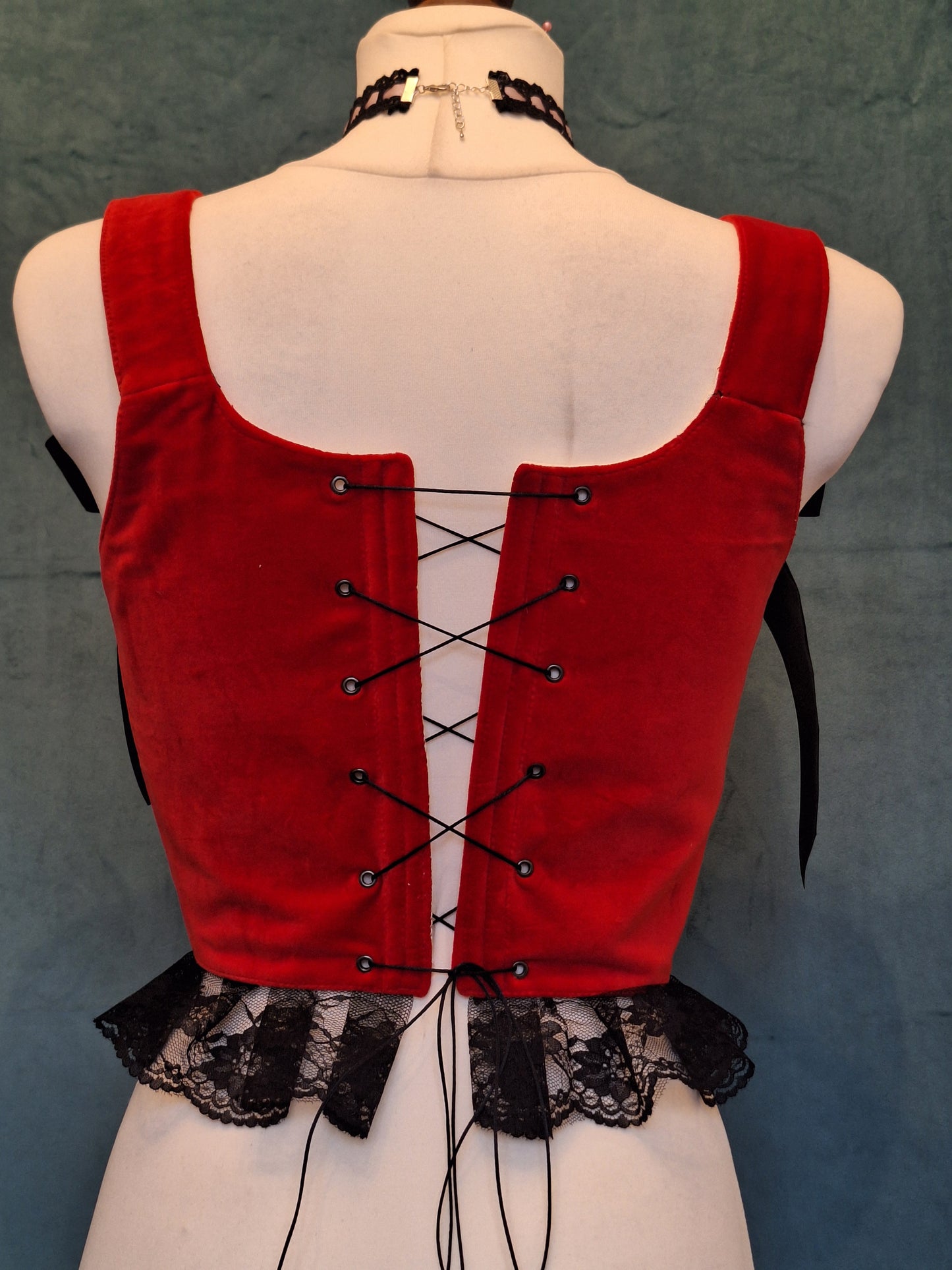 Gorset czerwony welurowy heart