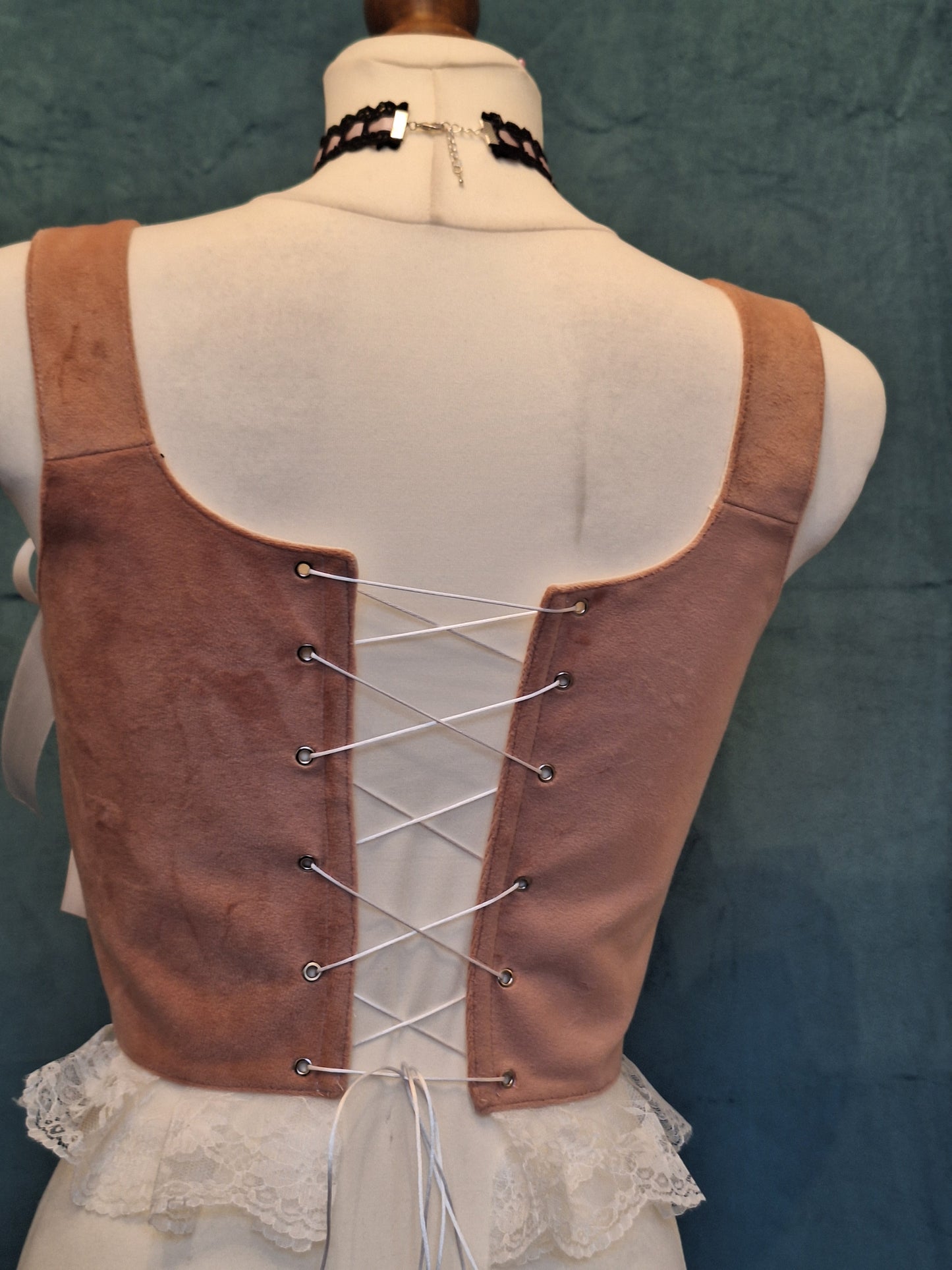 Gorset welurowy różowy heart