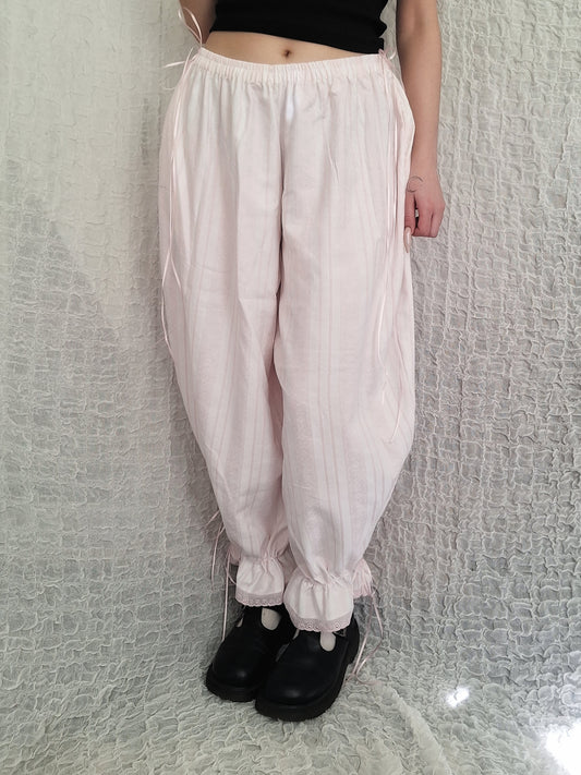 Szerokie spodnie pastel pink/white