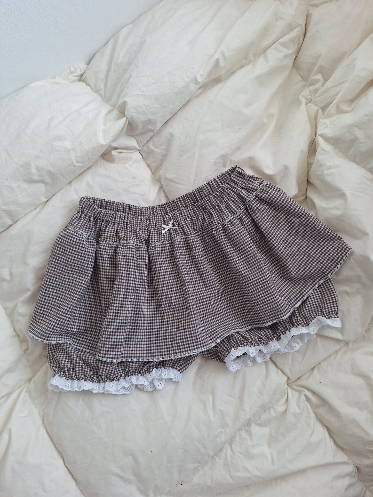 Bloomerso-spódniczka w kratkę brązowa S/M