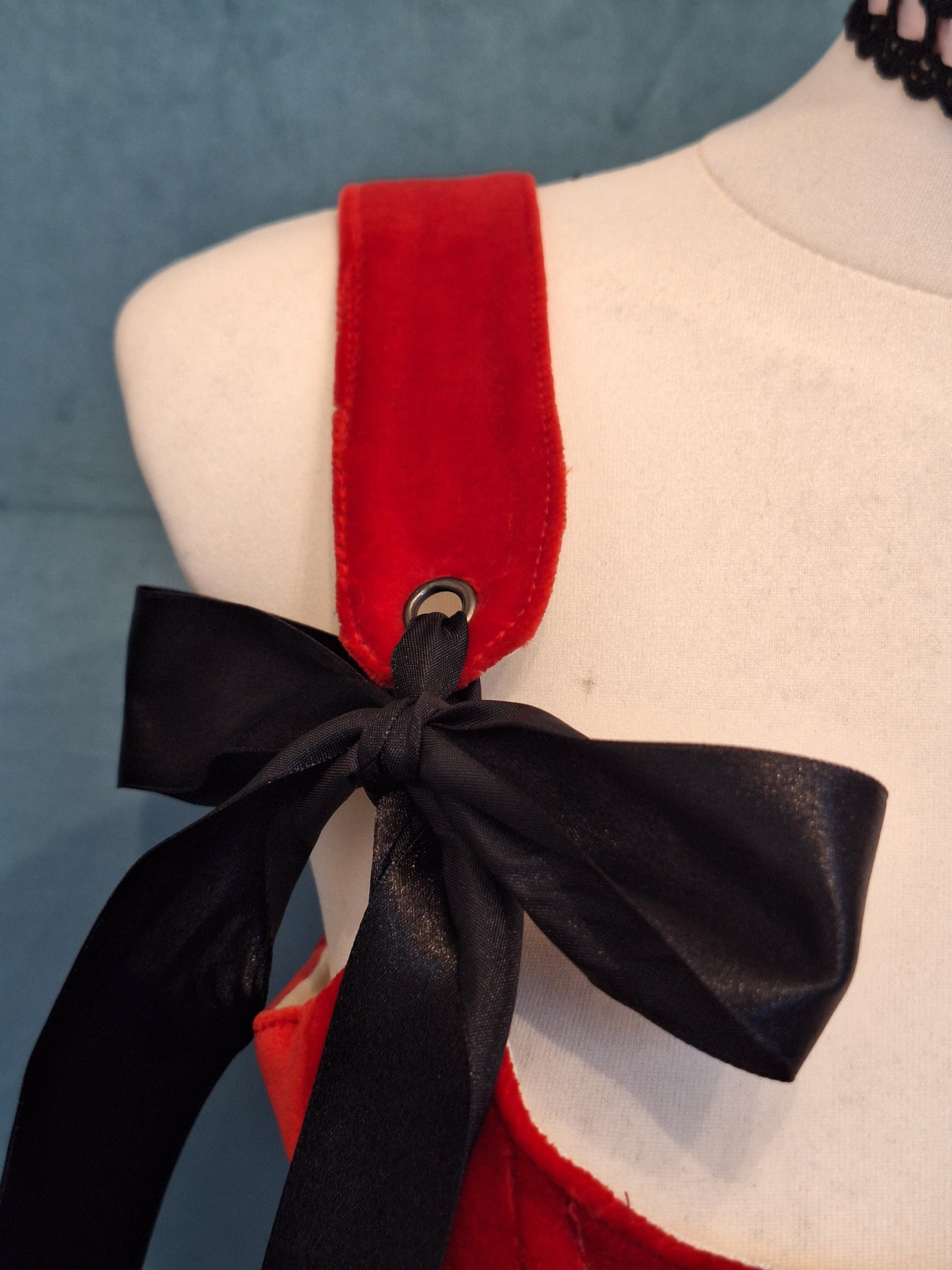 Gorset czerwony welurowy heart