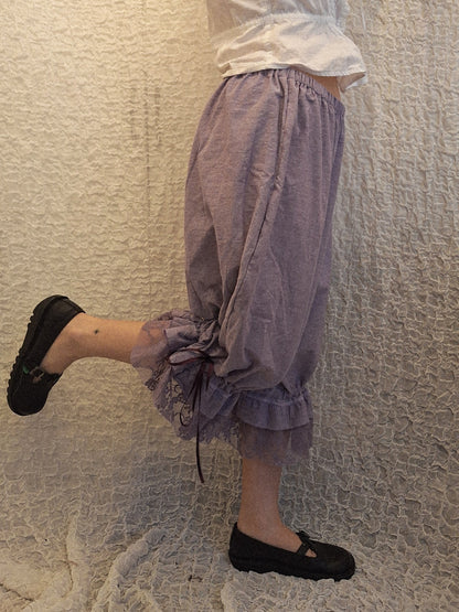Szerokie spodnie z falbanami LAVENDER