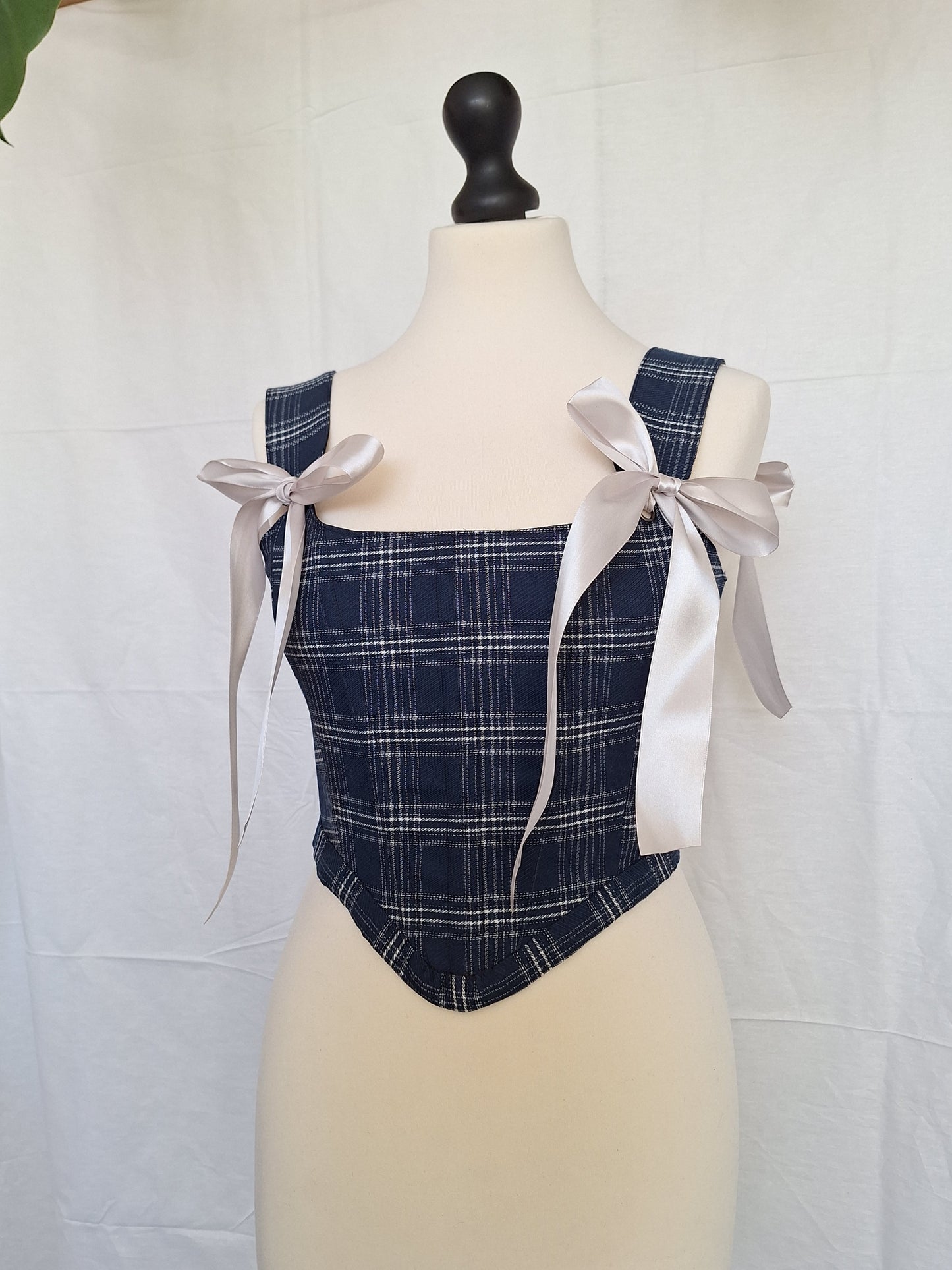 Gorset granatowy w kratę