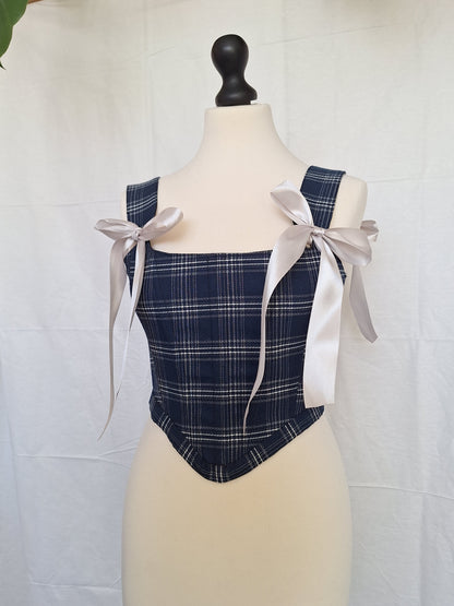 Gorset granatowy w kratę