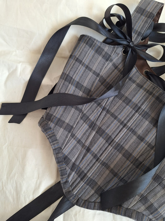 Gorset szary w kratę