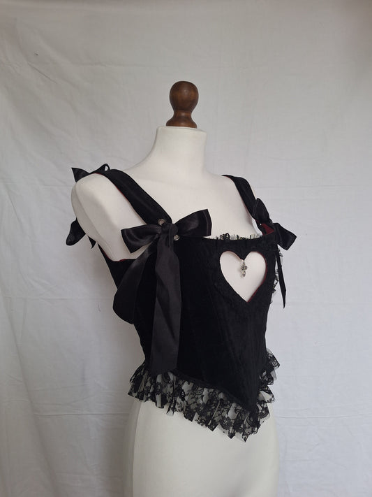 Gorset welurowy z wycięciem