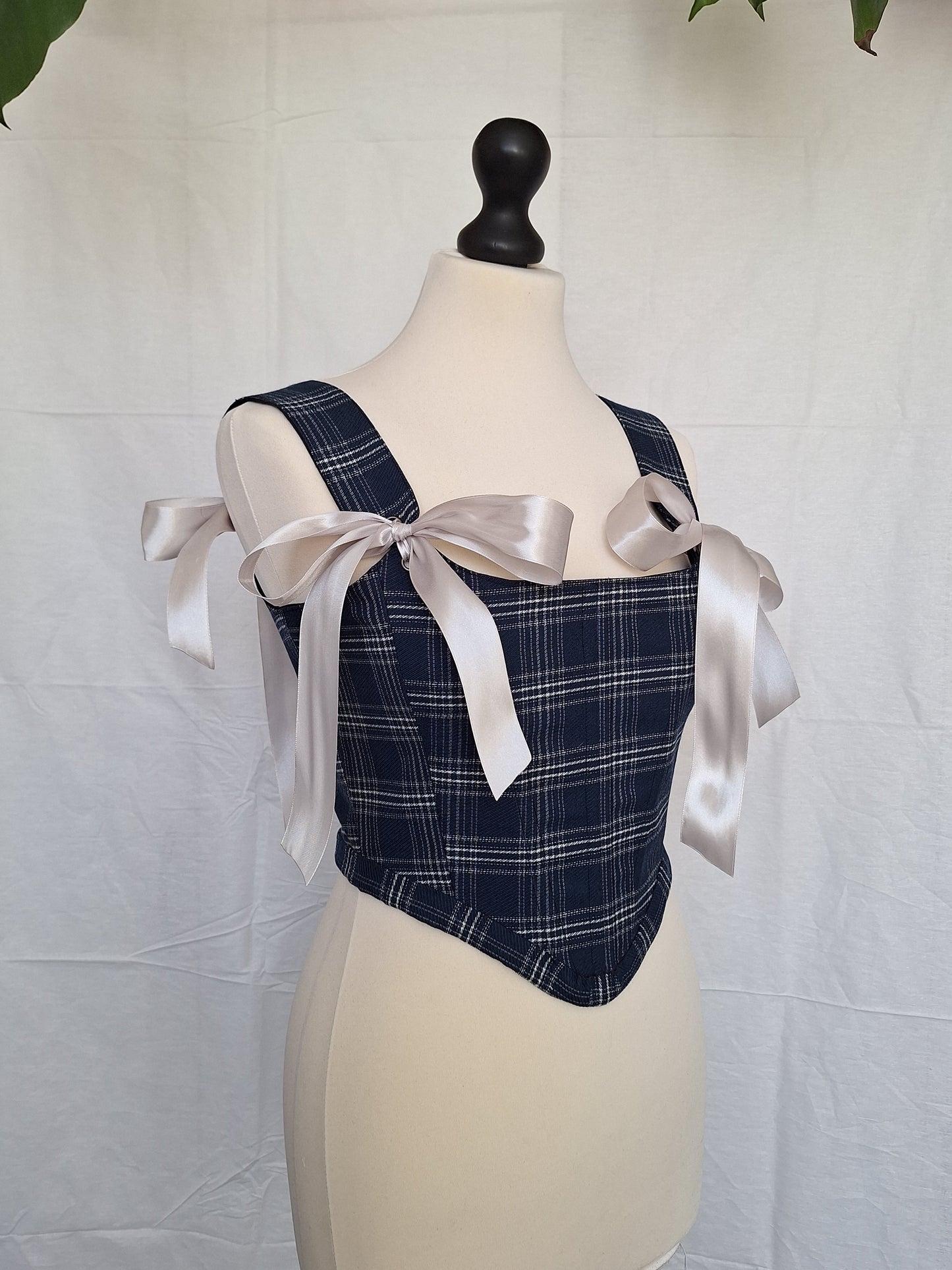 Gorset granatowy w kratę