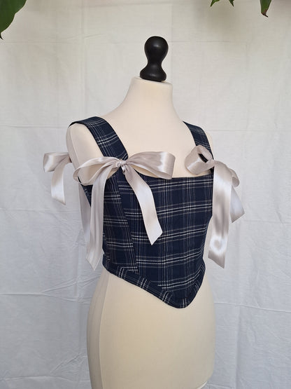 Gorset granatowy w kratę