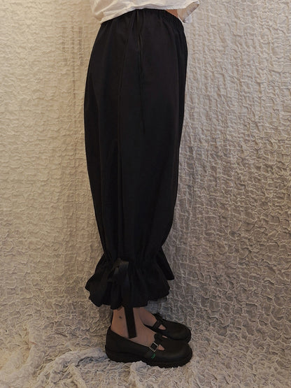 Szerokie spodnie z falbanami ALL BLACK